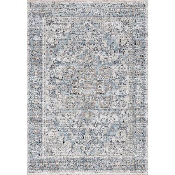 Dynamic Rugs Jazz Beige/Taupe/Blue 2 ft. X 7 ft. 5 in. Oriental Indoor Area Rug