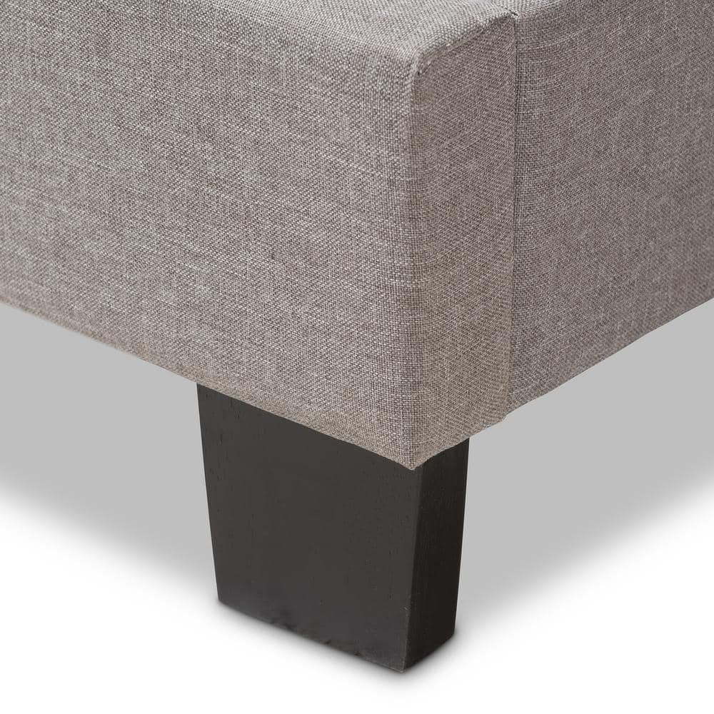 Hampton Queen-Sized Light Grey Leather Upholstered Bed with Tufted Headboard