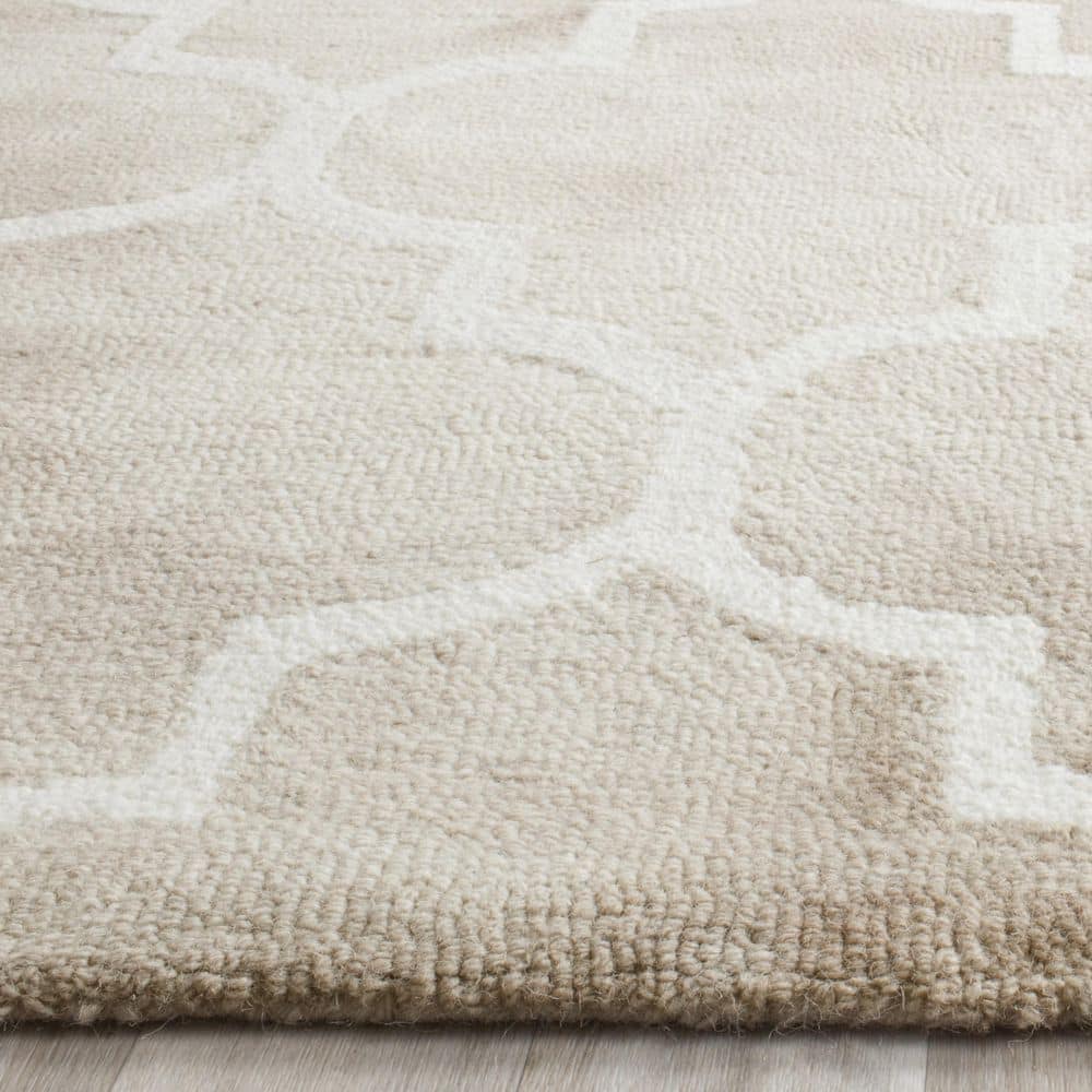 Beige and Ivory Hand-Tufted Wool 10' x 14' Area Rug