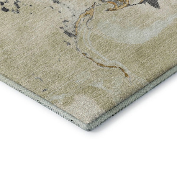 Mayfield Premium Machine Washable Abstract AMF1005 Ivory 3 ft. x 4 ft. Area Rug