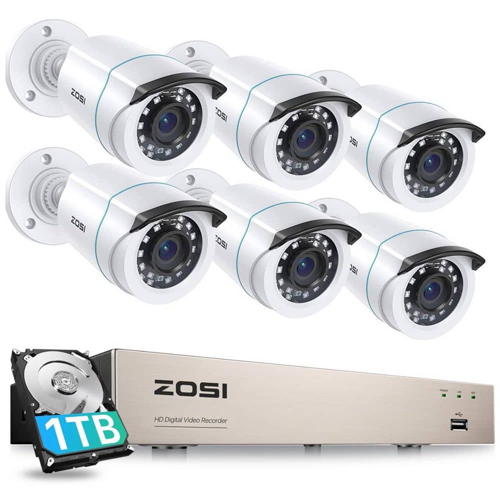 8-Channel 2MP 1TB HDD DVR Home Surveillance System with 6-Wired 1080p FHD Bullet Cameras price history on PriceWatchPro