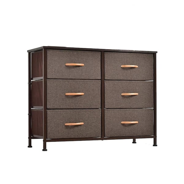 Wateday 6-Drawer Brown Dresser Storage Tower (31.5 in. H x 11.42 in. W x 22.52 in. D)
