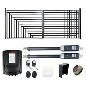 18 ft. x 6 ft. Automated Steel Barcelona Dual Swing Black Steel Driveway Gate and Gate Opener Kit ETL Listed Fence Gate