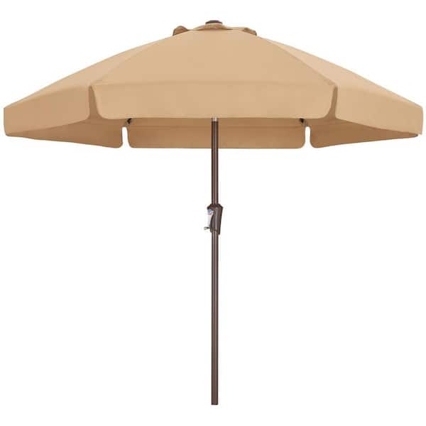 7.5 ft. Outdoor Market Tilt Patio Umbrella with Powder Coated Steel Pole and Fiberglass Frames, Khaki