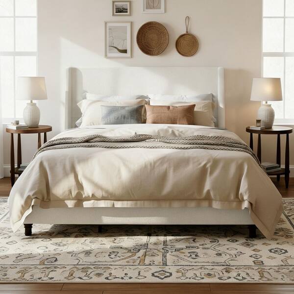 CHRISTOPHER KNIGHT HOME Idelle White Wood Frame King Size Upholstered ...