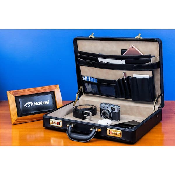 McKLEIN Lawson Top Grain Cowhide Black Leather 3.5 in. Attache