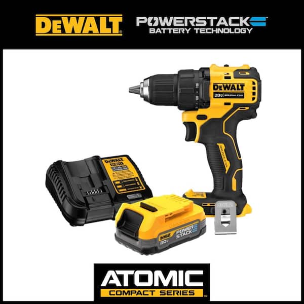DEWALT ATOMIC 20V MAX Brushless Cordless Compact 1/2 in. Drill/Driver and 20V POWERSTACK Compact Battery Kit
