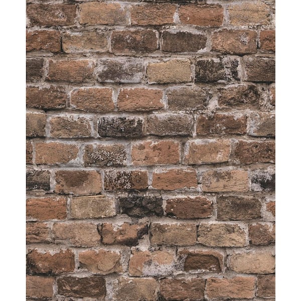 Unbranded Bricks and More Collection Brown Authentic Brick Matte Finish Vinyl on Non-Woven Non-Pasted Wallpaper Roll