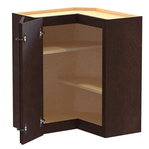 Home Decorators Collection Newport 24 in. W x 12 in. D x 30 in. H Assembled Plywood Corner Wall Kitchen Cabinet in Manganite with Shelves