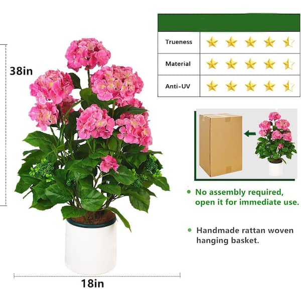 フラワー・ガーデニング htrurujrt 38 in. Artificial Hydrangea Tree in White Pot Indoor Outdoor