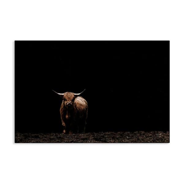 Stupell Industries Dark Contrast Highland Cow by Nathan Larson Unframed Animal Graphic Art Print 16 in. x 24 in.