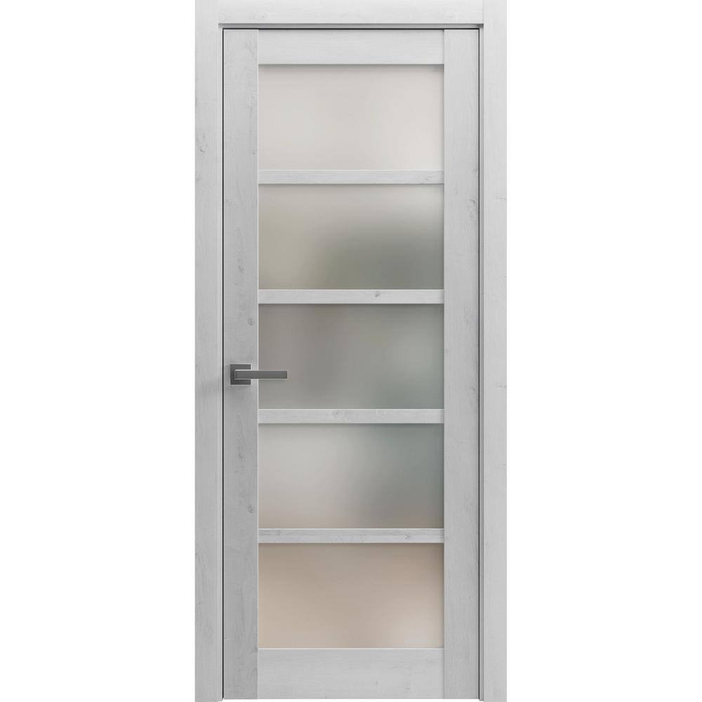 24 in. x 80 in. Right-Hand/Inswing Solid Frosted Glass Nordic White Wood Single Prehung Interior Door with Hardware price history on PriceWatchPro