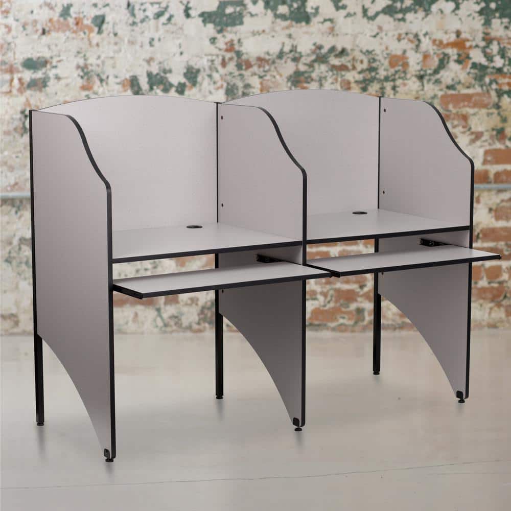 Gray Starter Student Study Carrel for Testing Centers and Classrooms, Study Carrel Unit/Private Student Testing Desk