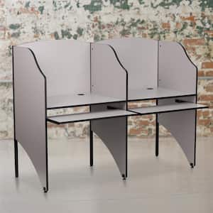 Gray Starter Student Study Carrel for Testing Centers and Classrooms, Study Carrel Unit/Private Student Testing Desk
