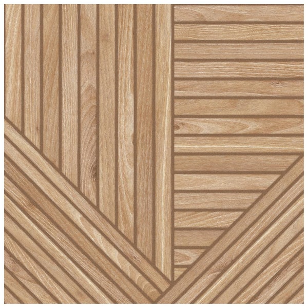 Merola Tile Tangram Wood Oak 17-3/8 in. x 17-3/8 in. Porcelain