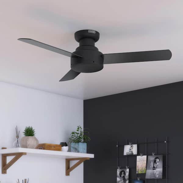Hunter Presto 44 in. Indoor Ceiling Fan in Matte Black with Wall Control Included For Bedrooms