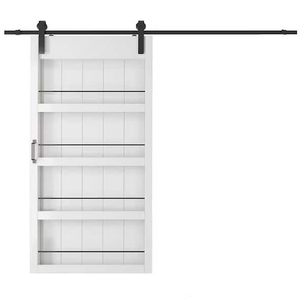 TENONER 42 in. x 84 in. 4-Levels Shelfs Style, Primed MDF White ...