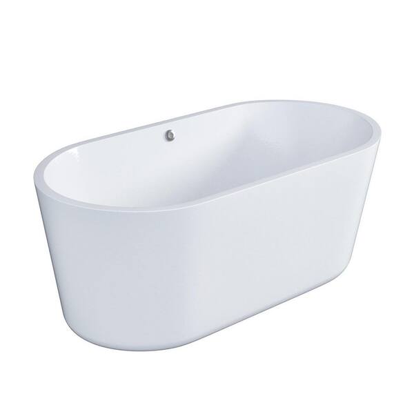 Eviva Queen 59 in. Acrylic Flatbottom Non-Whirlpool Bathtub in White ...