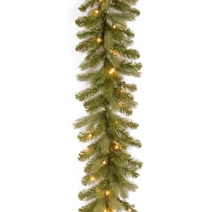 9 ft. Downswept Douglas Garland with Warm White LED Lights
