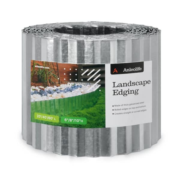 60 ft. x 6 in. x 0.05 in. Silver Galvanized Steel Landscape Metal Edging Roll for Garden