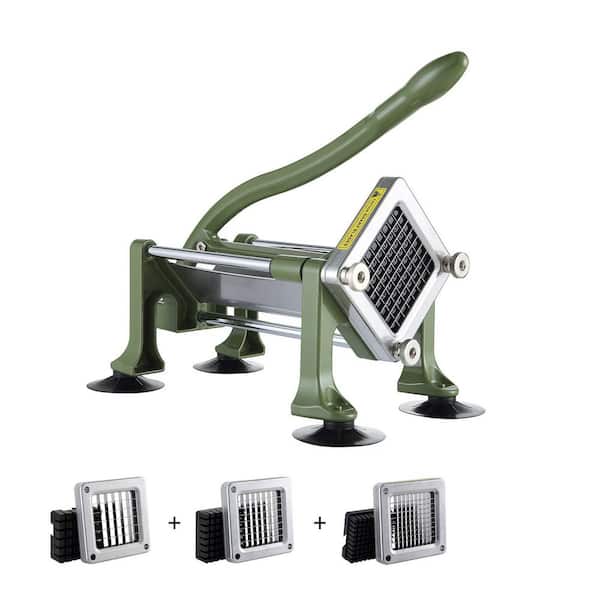 French Fry Cutter, Potato Slicer with 1/2" 3/8" 1/4" Stainless Steel Blades, Manual Potato Cutter Chopper