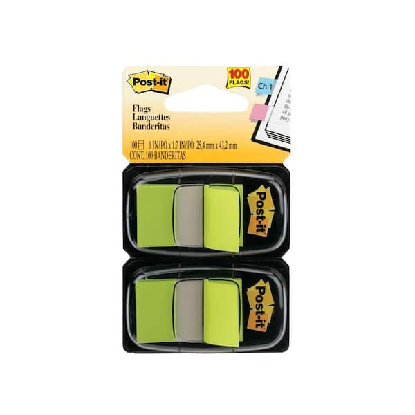 3M Flags 1 in. x 1.7 in. (2.54 cm x 4.31 cm) Bright Green Flags (2-Pack)
