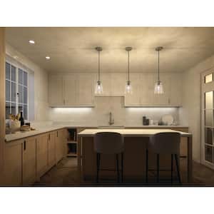 Roycroft 7 in. 1-Light Brushed Nickel Farmhouse Shaded Kitchen Pendant Hanging Light with Clear Seeded Glass
