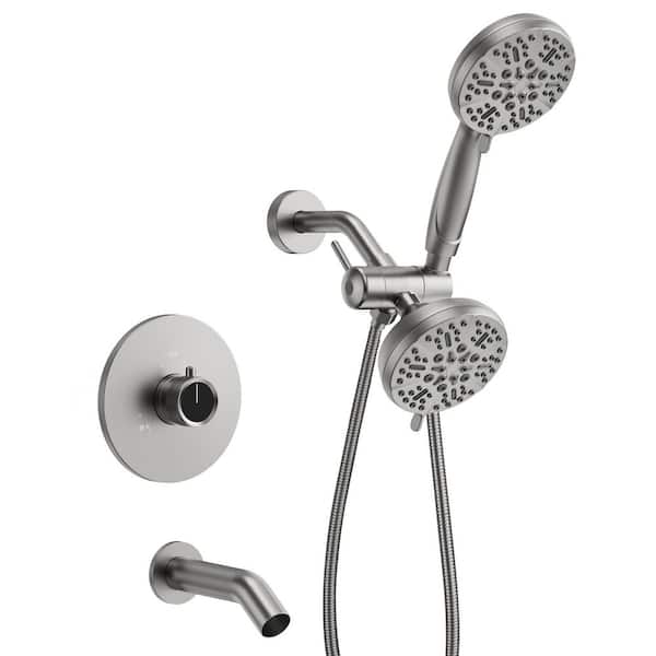 EVERSTEIN Single Handle 13-Spray Tub and Shower Faucet 1.8 GPM in Brushed Nickel Valve Included