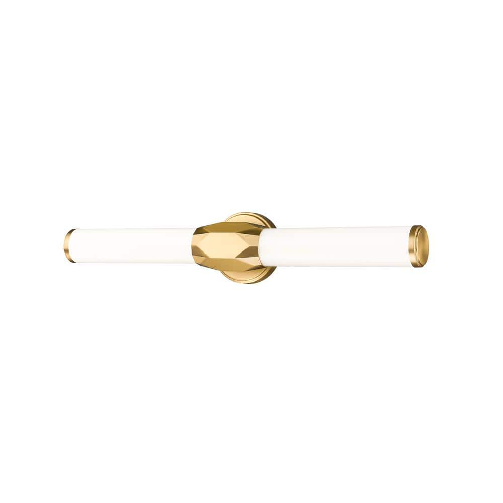 Cooper 25 in. 2-Light Modern Gold Integrated LED Vanity Light with Frosted 