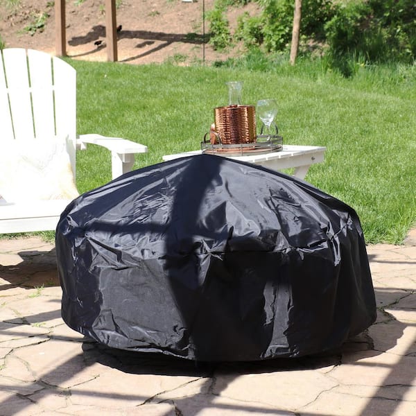 Sunnydaze Fire Pit Cover Round Durable Weather-resistant Waterproof - Black- 36