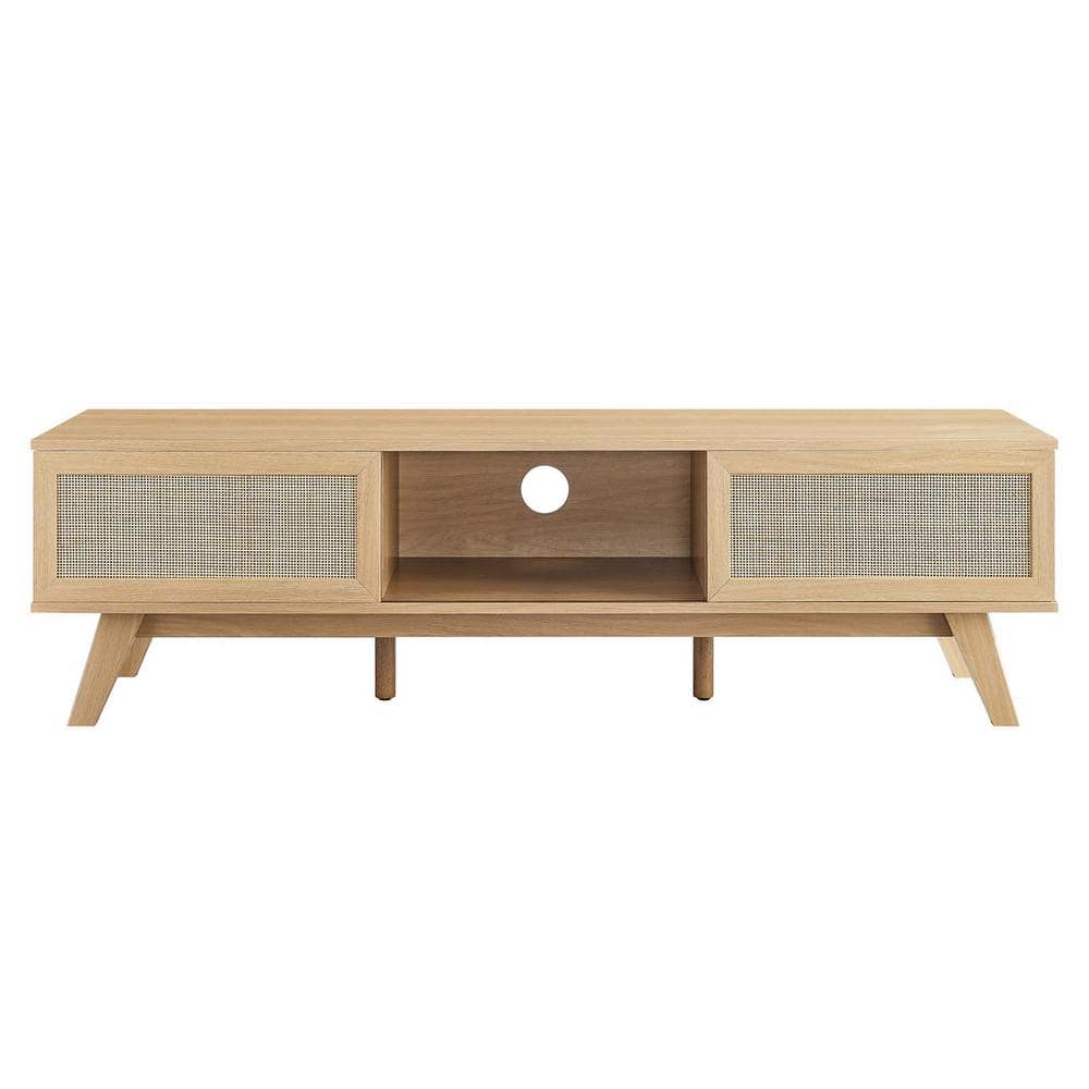 Soma 60" Oak TV Stand with Rattan Sliding Doors
