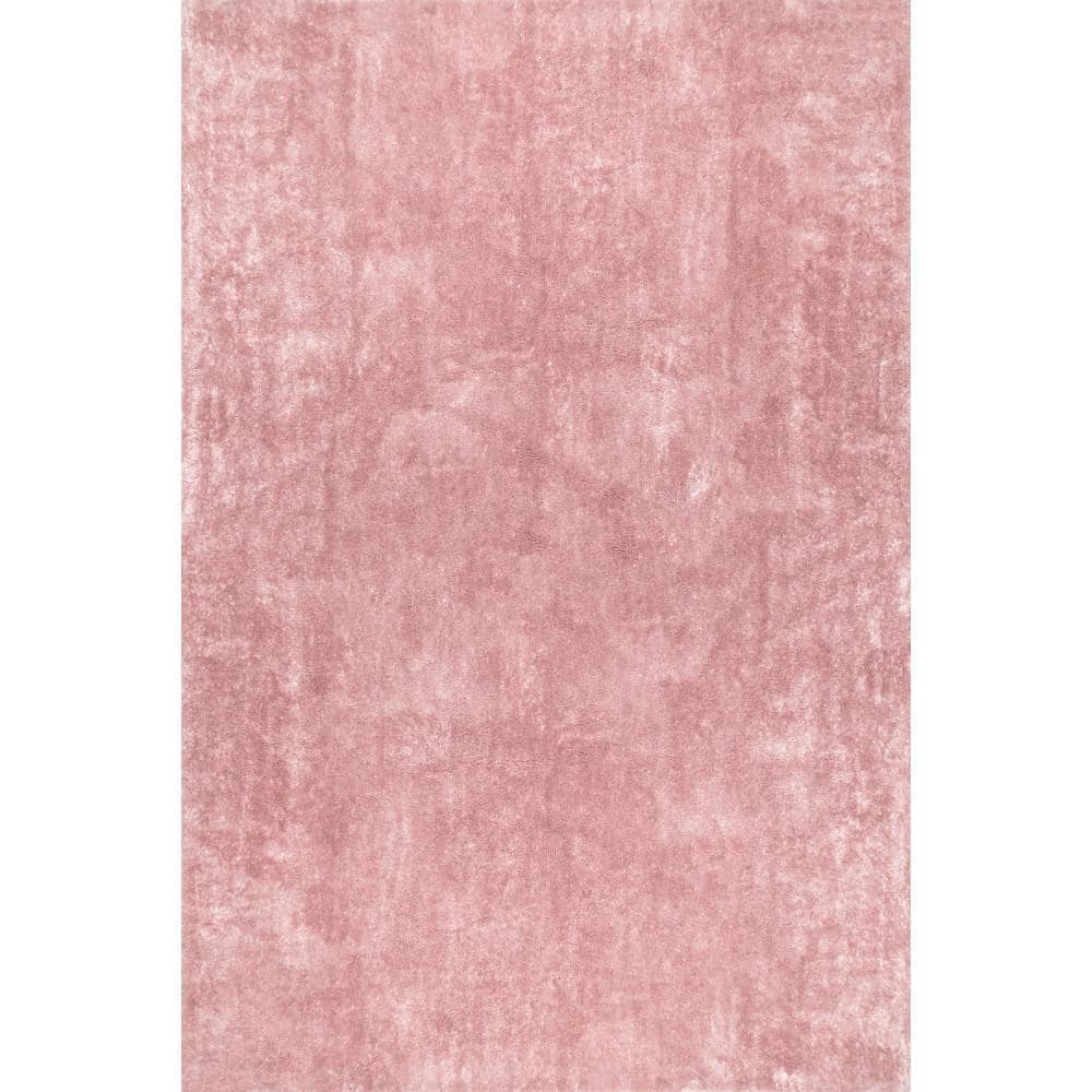 Loni Pink 3' x 5' Machine Washable Solid Shag Area Rug