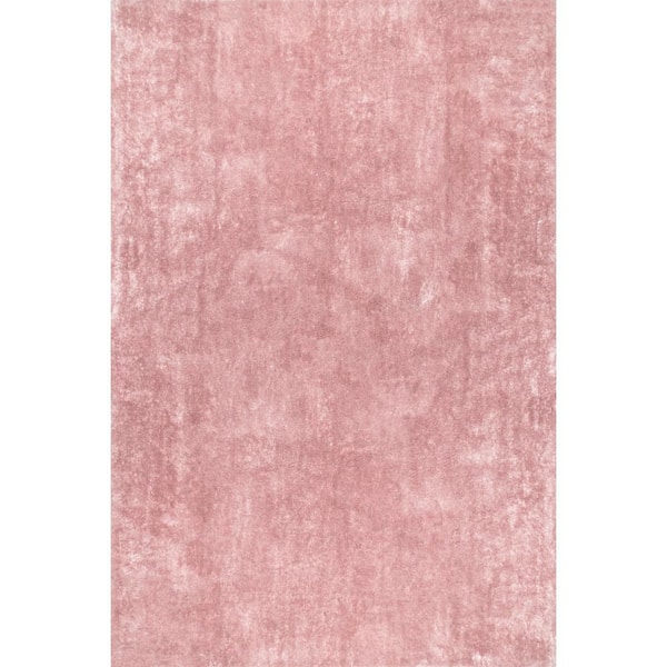 nuLOOM Loni Machine Washable Pink Doormat 3 ft. x 5 ft. Solid Shag Area Rug