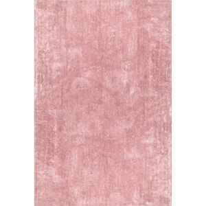Loni Machine Washable Pink Doormat 2 ft. x 3 ft.   Solid Shag Area Rug