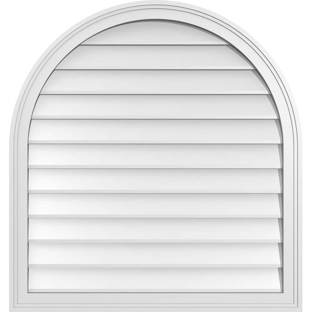 32 in. x 34 in. Round Top White PVC Paintable Gable Louver Vent Non-Functional price history on PriceWatchPro