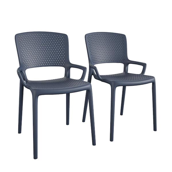 Cosco Navy Stackable Plastic Outdoor Lounge Chair (2-Pack)