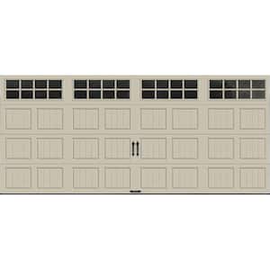 Gallery Steel Short Panel 16 ft x 7 ft Insulated 6.5 R-Value  Desert Tan Garage Door with SQ24 Windows