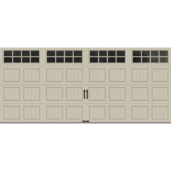 Clopay Gallery Steel Short Panel 16 ft x 7 ft Insulated 6.5 R-Value  Desert Tan Garage Door with SQ24 Windows