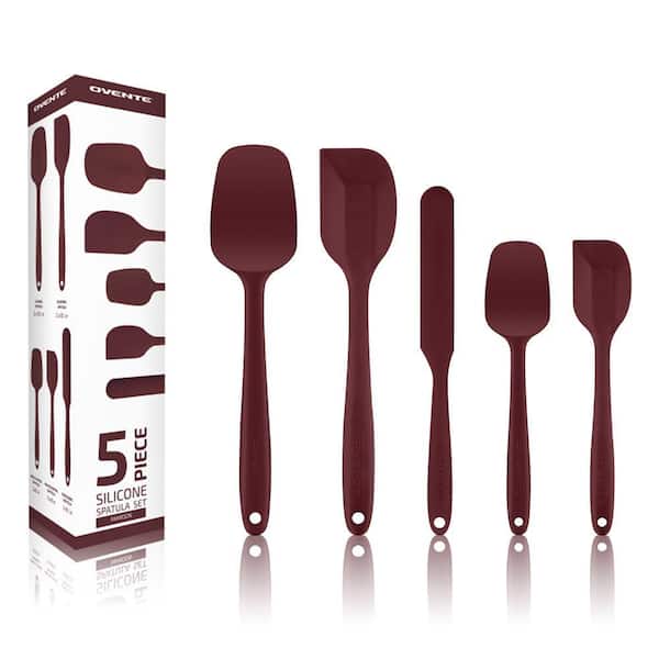 Red Non-Stick Silicone Spatula Set with Heat Resistant and Stainless Steel Core (Set of 5)