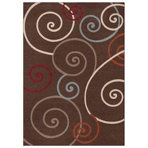 Chester Scroll Brown 3 ft. x 5 ft. Area Rug
