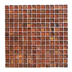 Handicraft Frisco Red Square Mosaic 12 in. x 12 in. Glossy Stained Glass Wall and Pool Tile 15.75 sq. ft./Case