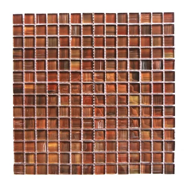 ABOLOS Handicraft Frisco Red Square Mosaic 12 in. x 12 in. Glossy Stained Glass Wall & Pool Tile (15.75 sq. ft/Case.)