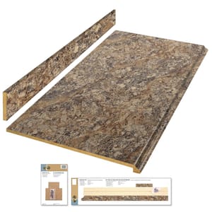 4 ft. Straight Laminate Countertop Kit Included in Winter Carnival Granite with Full Wrap Ogee Edge