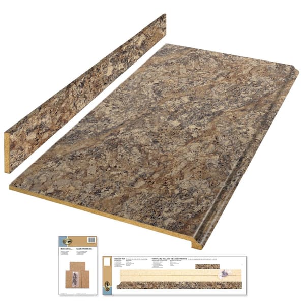 8 ft. Straight Laminate Countertop All-Inclusive Kit in Winter Carnival with Full Wrap Ogee Edge and Loose Backsplash