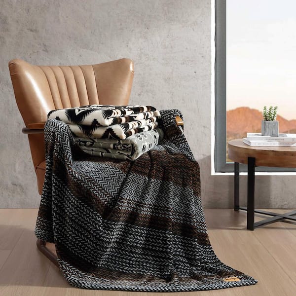 Wrangler Nash Stripe Chocolate 50 x 60 Plush Fleece Throw Blanket