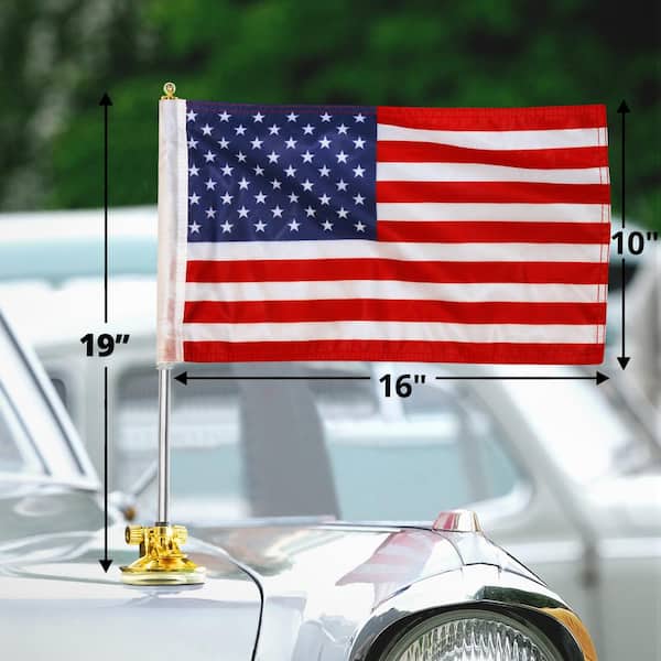 ANLEY 1.3 ft. x 0.83 ft. USA Car Flag with 1 ft. Flagpole A.Flag.Diplomat.US  - The Home Depot