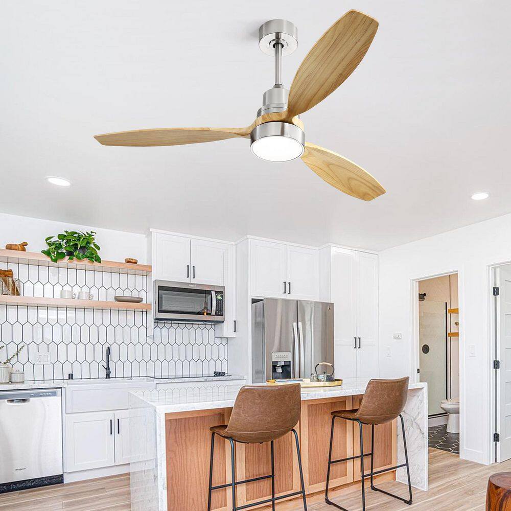 Lyra 52 in. Nickel Oak Downrod Standard Ceiling Fan with Integrated LED with Remote Included DC Motor price history on PriceWatchPro