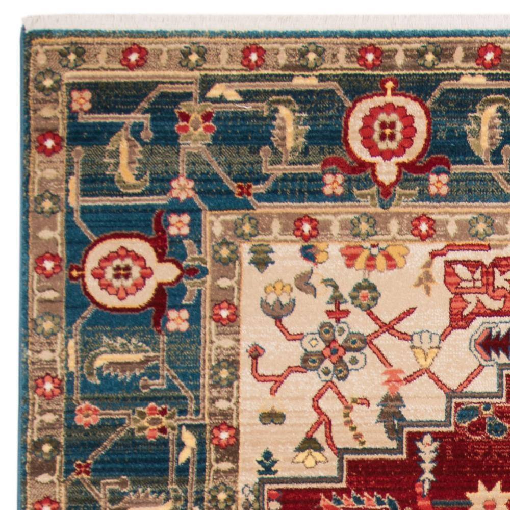 Elysian Red Floral 8' x 10' Hand-Knotted Synthetic Area Rug