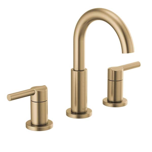 Delta Nicoli J-Spout 8 in. Widespread Double Handle Bathroom Faucet in Champagne Bronze