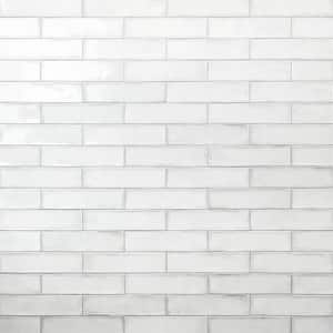 Moze White 3 in. x 12 in. Ceramic Subway Wall Tile Sample